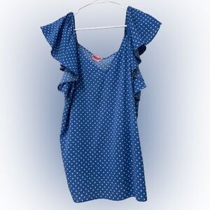 kate spade Blue Polka Dot Ruffle Sleeve Blouse
